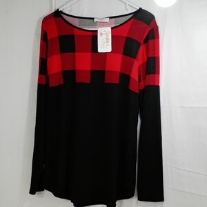 Zenana,   Outfitters Red and Black Long Sleeve Tee